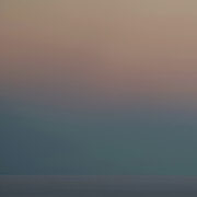 An abstract softened seascape at dusk in Croatia — pink sky fading through lavender to a steel-blue sea, a horizon as colour field — limited edition fine art photograph by Tanja, My Empirical Life.