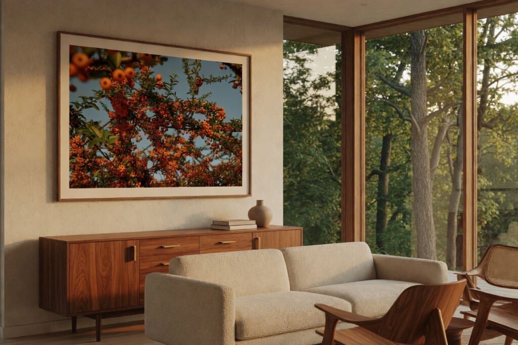 Forest Precipice by Tanja Gacic, framed limited edition print shown in an interior (visualisation, not to scale)