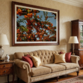 Forest Precipice by Tanja Gacic, framed limited edition print shown in an interior (visualisation, not to scale)